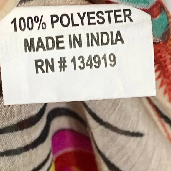 Anandas red fringe floral & birds wrap shawl cover cardigan top FREE size - Picture 11 of 13